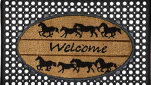 Welcome Horses Beveled Ring Mat